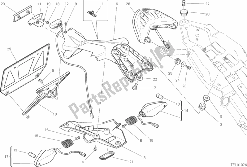 Todas as partes de 28a - Porta-placa do Ducati Monster 797 Plus Thailand 2019